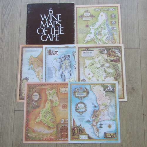 Folder with 6 vintage wine maps of the Cape