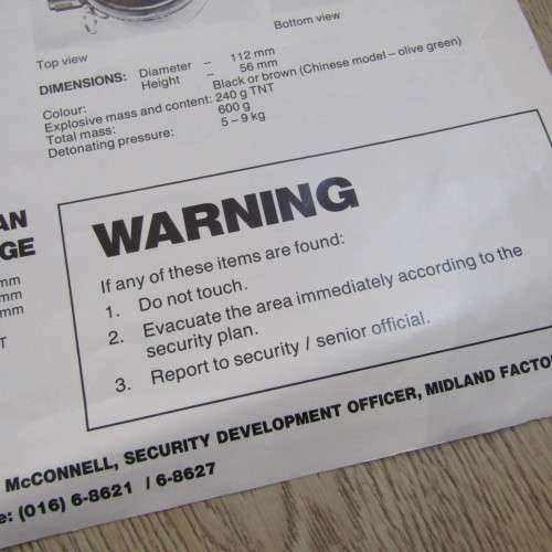 Border War period Terrorist Explosive poster in in South Africa