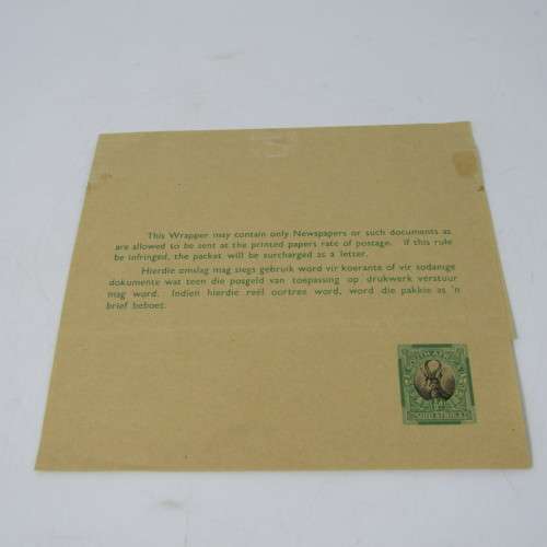 Pair of Newspaper wrappers with South African 1/2d & 1d pre printed stamps - top condition