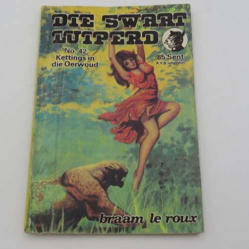 Vintage Afrikaans comic book - Die Swart Luiperd no 42 Kettings in die oerwoud deur Braam le Roux