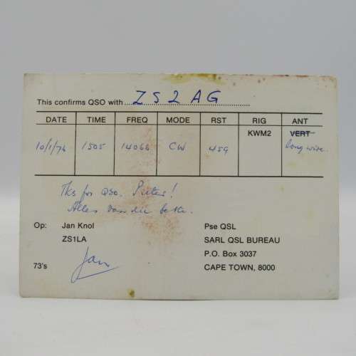 SAS Protea ship 1976 QSL Radio amateur card