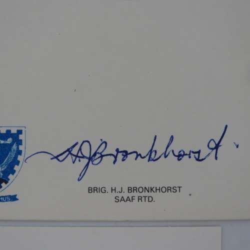 Soth anniversary of the Hawker Hartbees no 876 of 6000 flown covers - signed by Brig HJ Bronkhorst