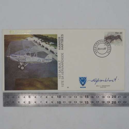 Soth anniversary of the Hawker Hartbees no 876 of 6000 flown covers - signed by Brig HJ Bronkhorst