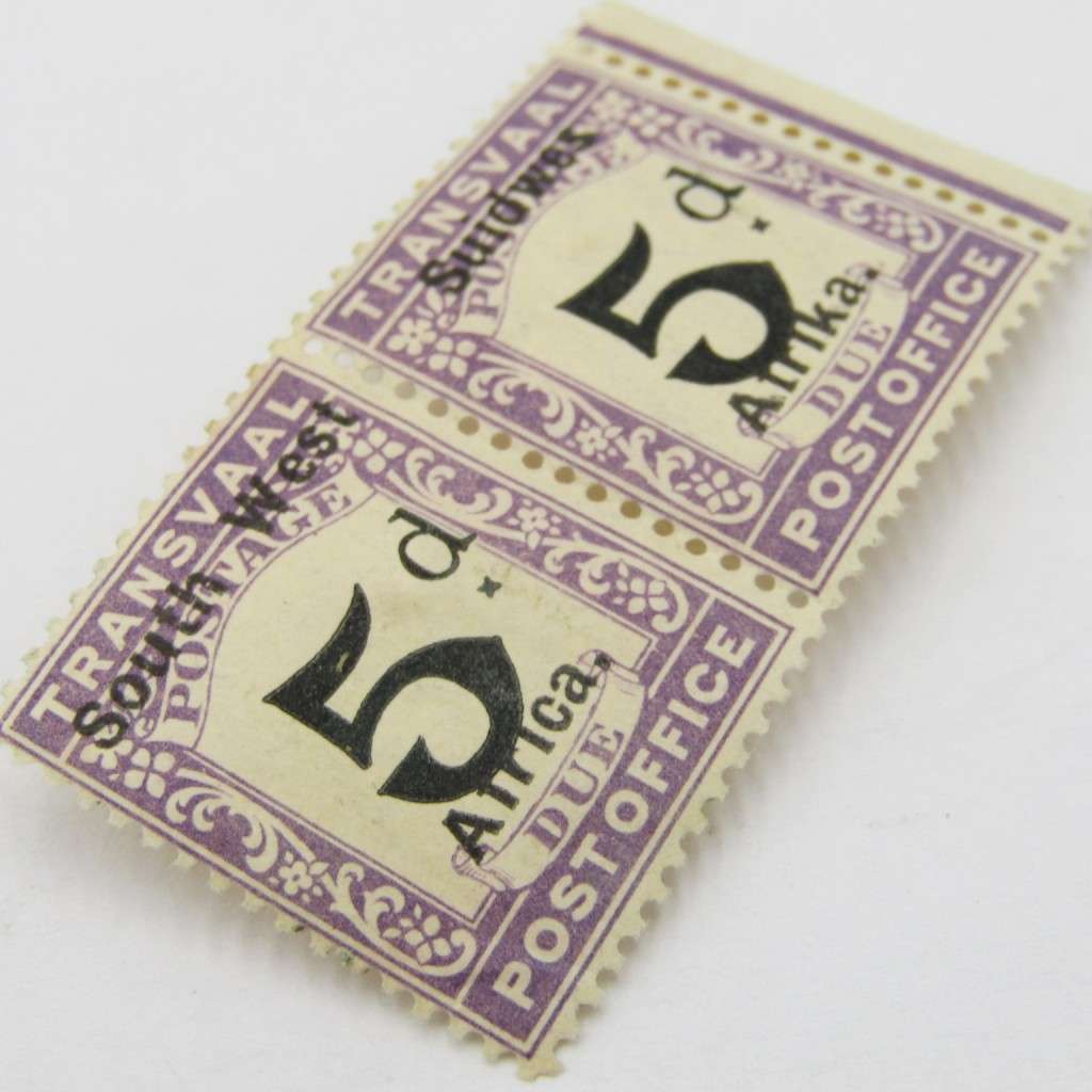 South West Africa postage due 5d May to Sep 1927 mint pair hinged