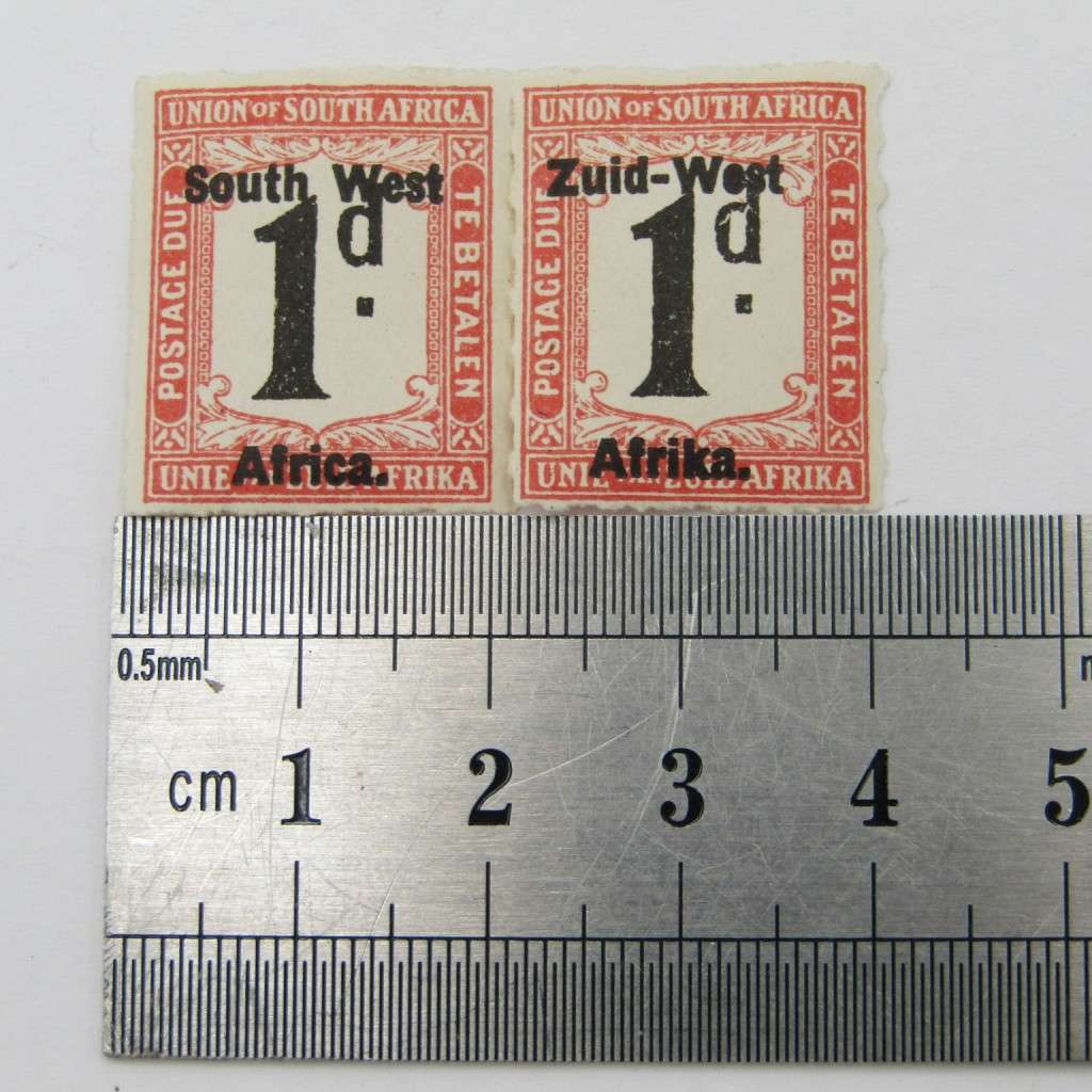 South West Africa Postage due 1d pair - SACC 2 mint torn between 2 stamps