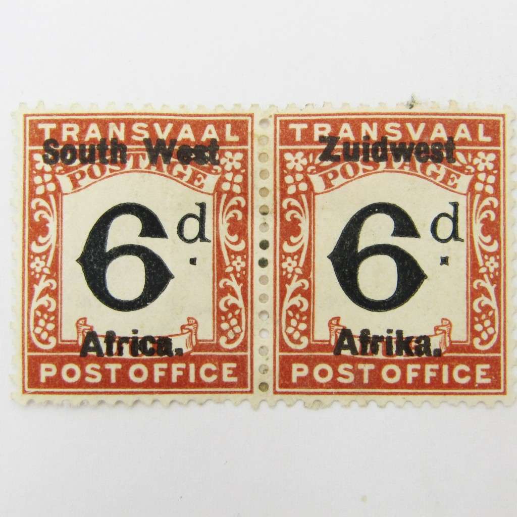 South West Africa Postage due 6d pair SACC 16 mint hinged
