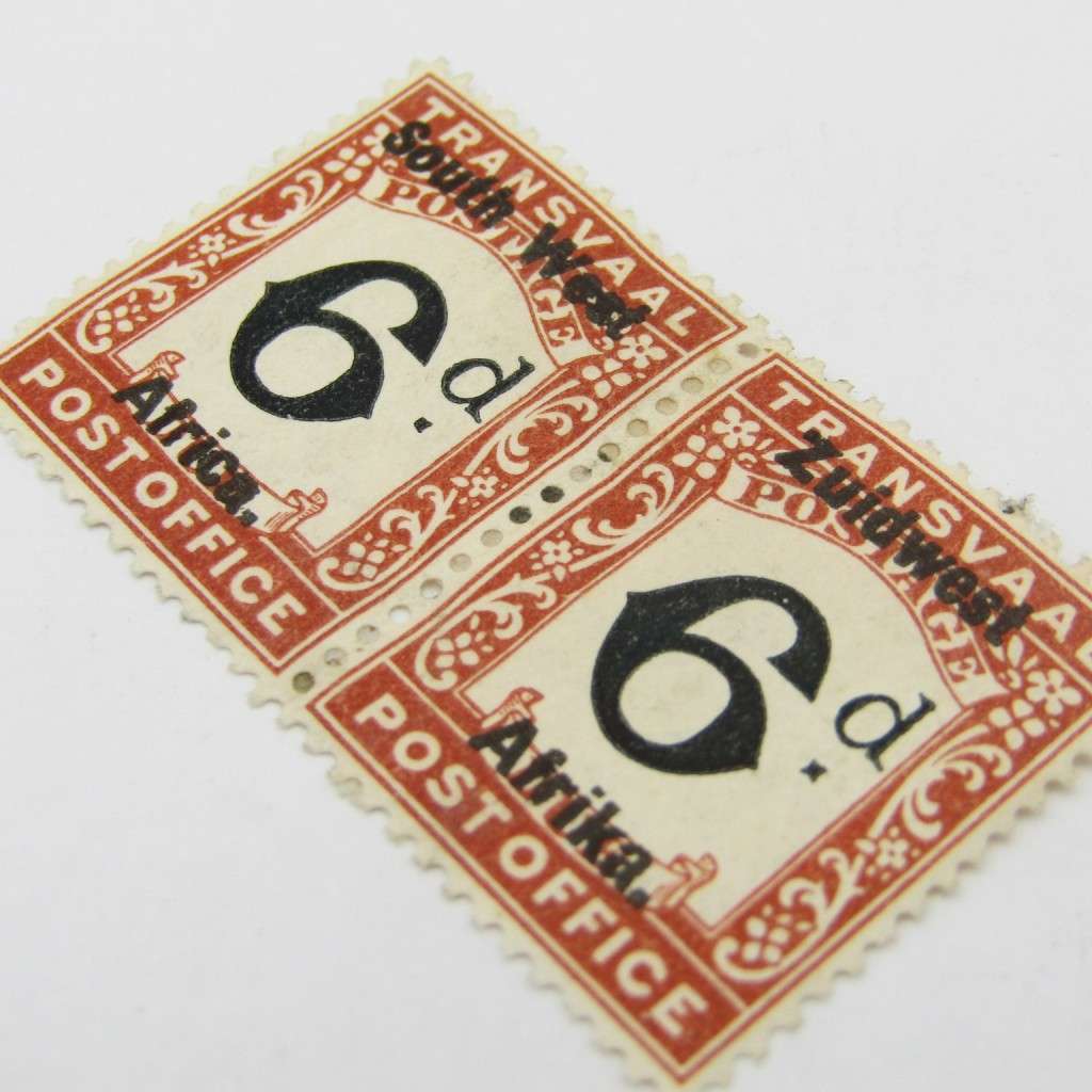 South West Africa Postage due 6d pair SACC 16 mint hinged