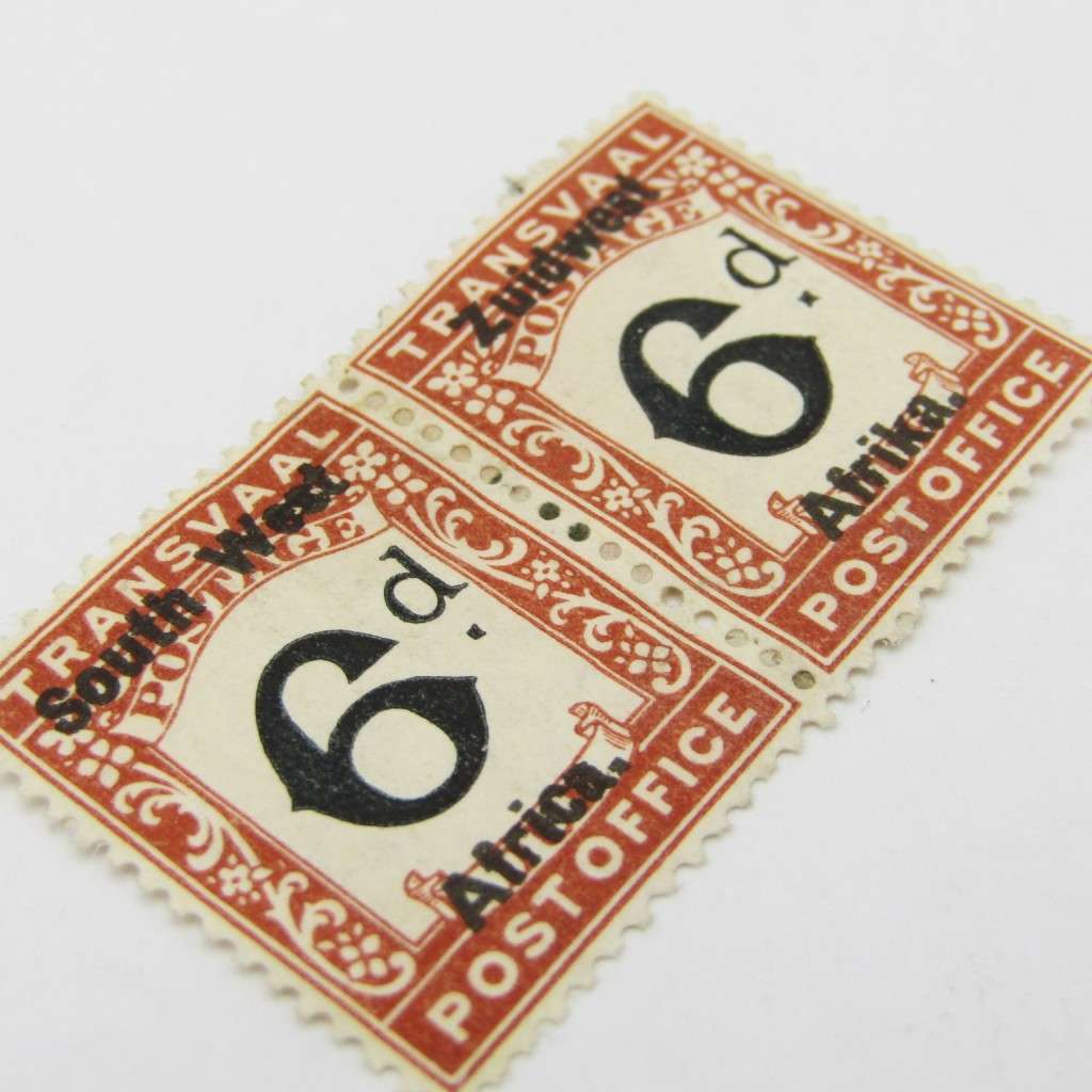South West Africa Postage due 6d pair SACC 16 mint hinged