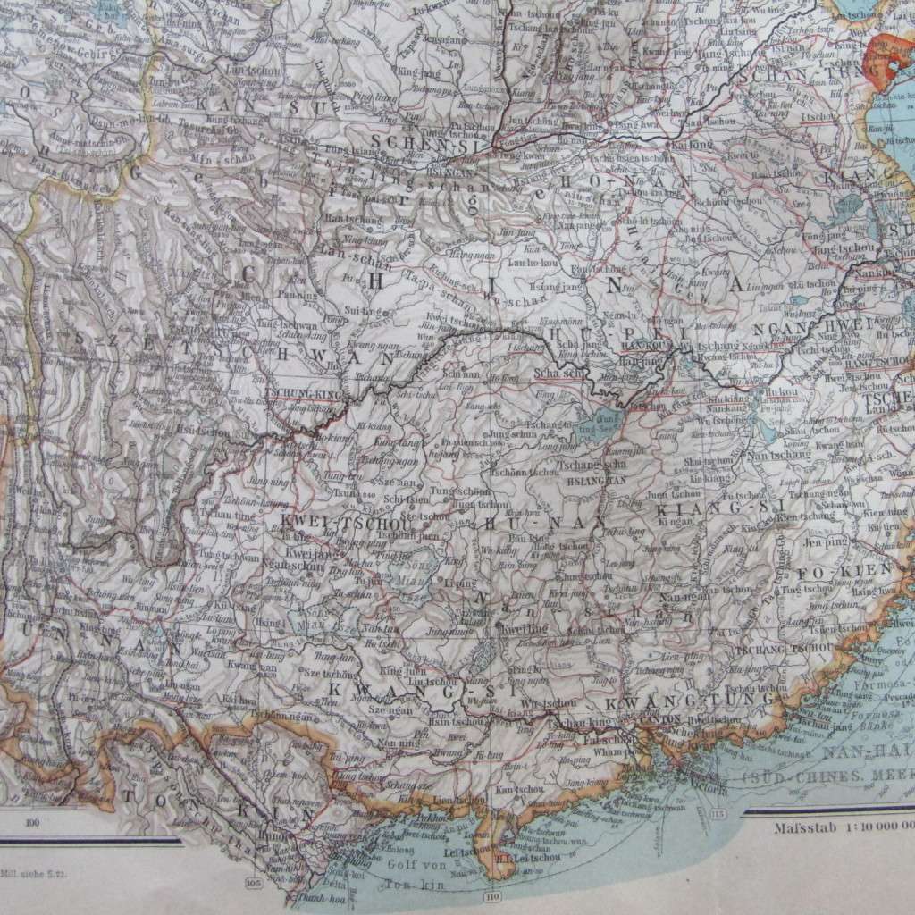 1901 Map of East Asia on A2 - 1 : 10 000 000 scale