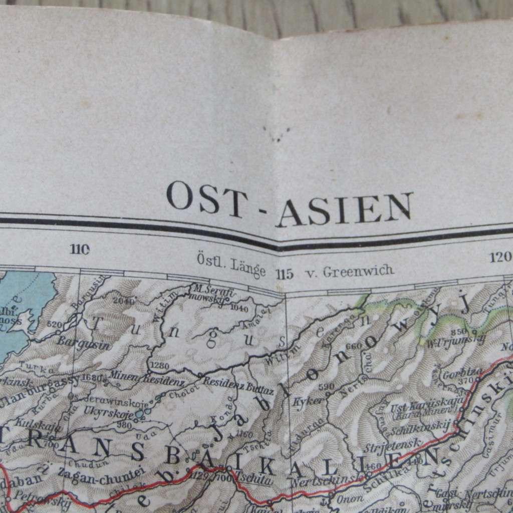 1901 Map of East Asia on A2 - 1 : 10 000 000 scale