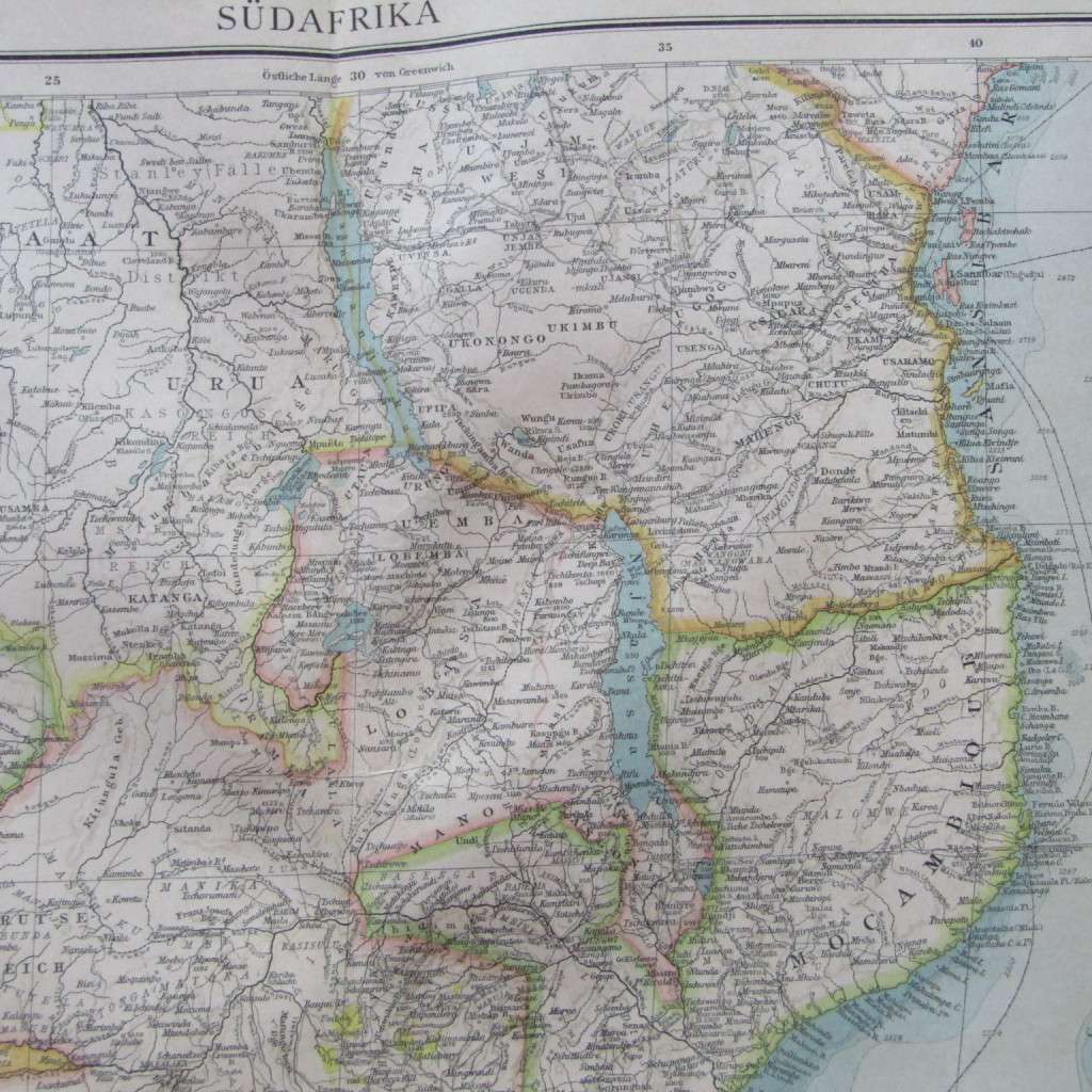 1901 Map of Southern Africa on A2 - 1 : 10 000 000 scale