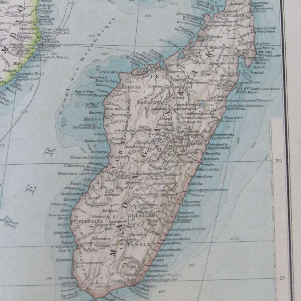1901 Map of Southern Africa on A2 - 1 : 10 000 000 scale
