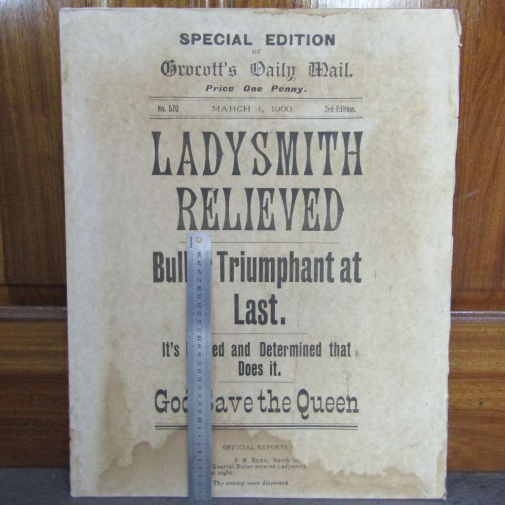 Boer War Ladysmith Relieved poster - Special edition of Grocott`s Daily Mail