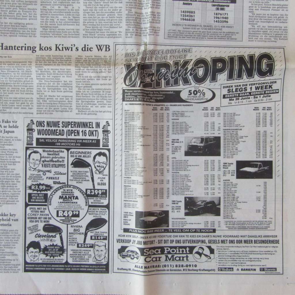 Pretoria Rugby Beeld 26 Junie 1995 Amabokoboko! - Rugby World Cup