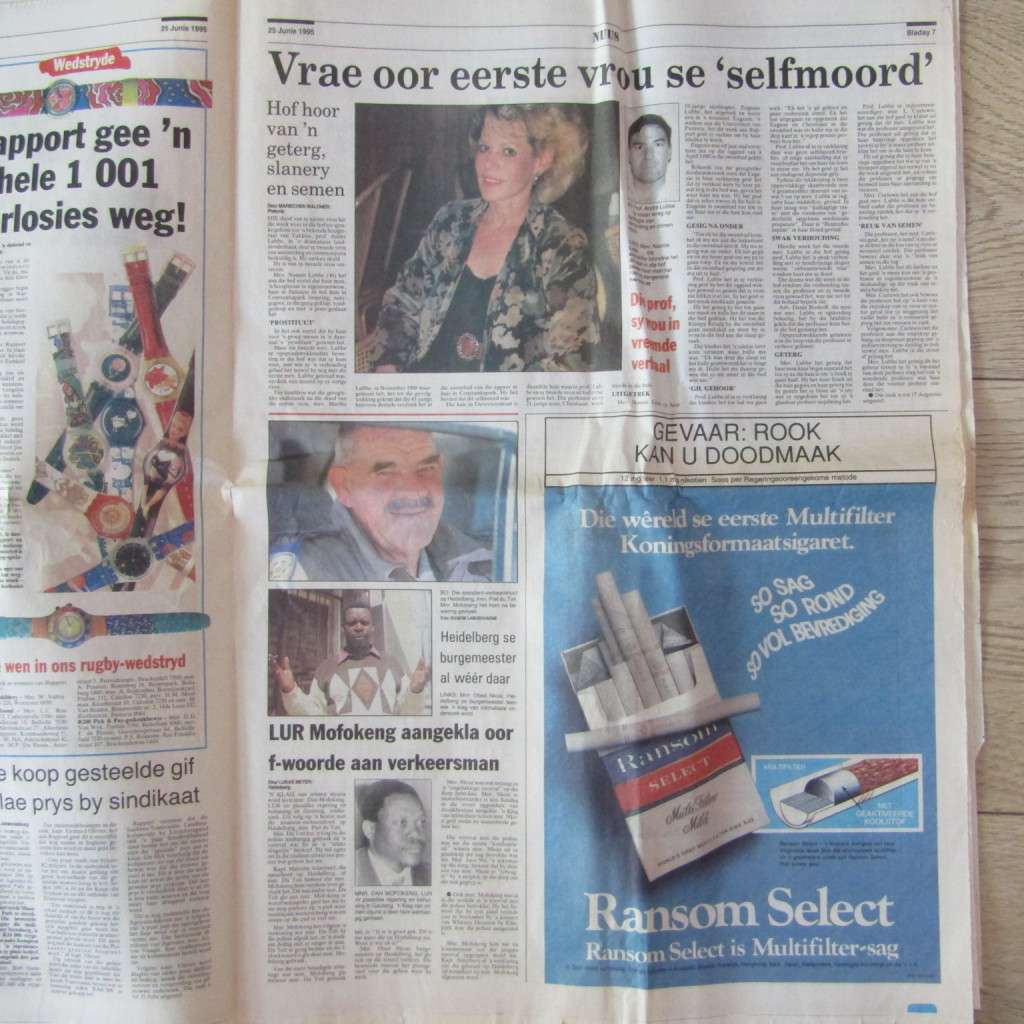 Rapport 25 Junie 1995 Bokke Bokke - Rugby World Cup