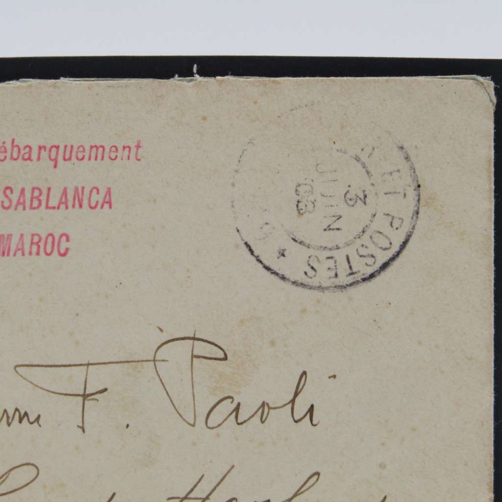 1908 Morocco Soldier`s letter to Compiegne with 2 front rubber stamps