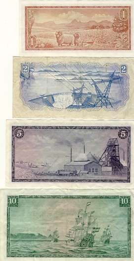 Set of 4 T W de Jongh banknotes