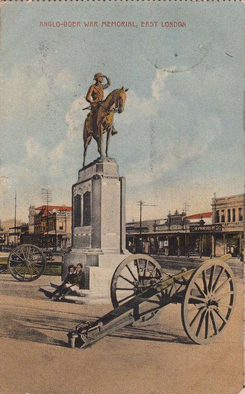 Anglo-Boer War Memorial, East London Postcard sent on 1 Des 1913 to Paarl ( V0765 )