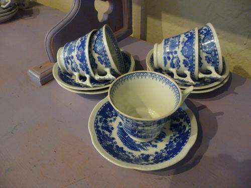 Japanese 10 Piece Blue & White Cup & Saucer
