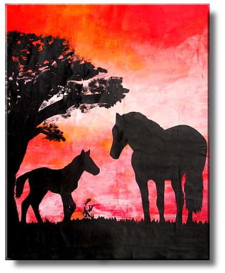 Stunning Mommy and Baby Horse Silhouette.  By Melanie van der Merwe.