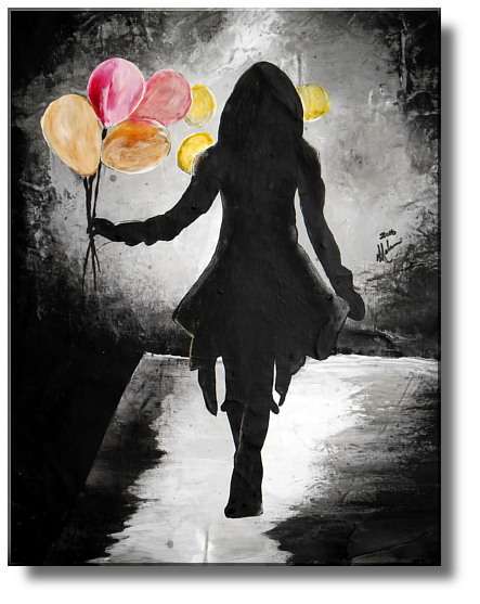 Smokey baloon girl silhoutte.  By Melanie van der Merwe.