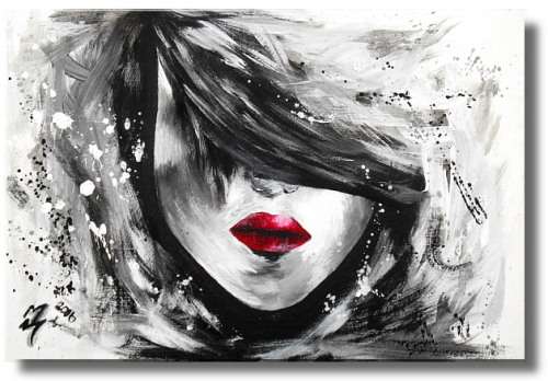 Beautiful modern art "Girl with red lip"