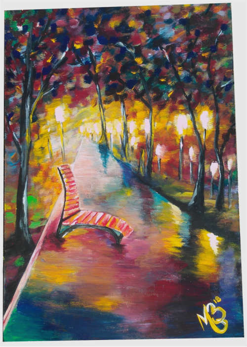 Modern art painting * The bench *