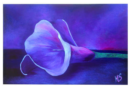 Stunning Modern art Purple *arum lily* *varkoor*  painting