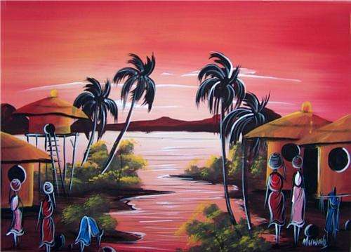 African Village Painting