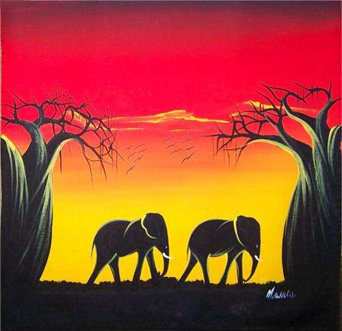 Original Muwalo African Elephants Painting