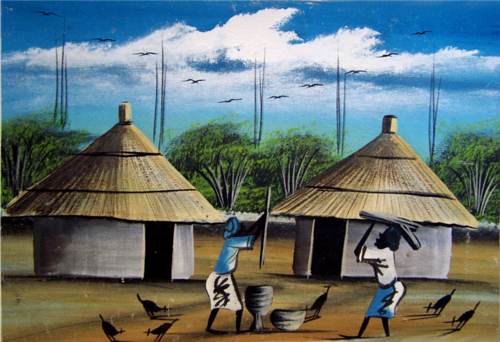 Original African Village Painting