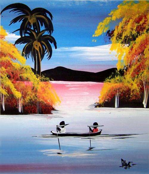 Original African Fishermen Painting