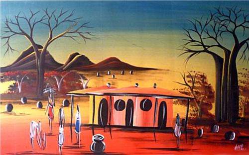 Original Kapeni African Village Painting