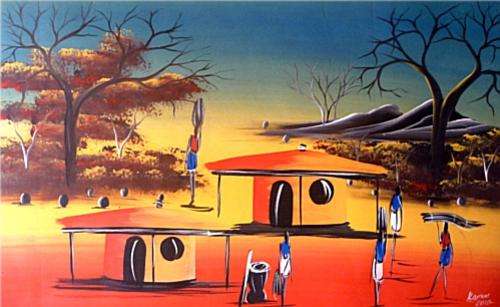Original Kapeni African Village Painting