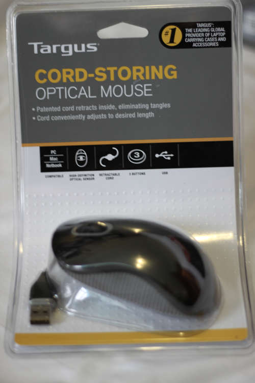 ***Brand New***Targus Cord-Storing Optical Mouse***