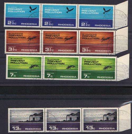 Rhodesia 1972 Prevent Pollution set of 4 in horizontal strips of 3 CTO