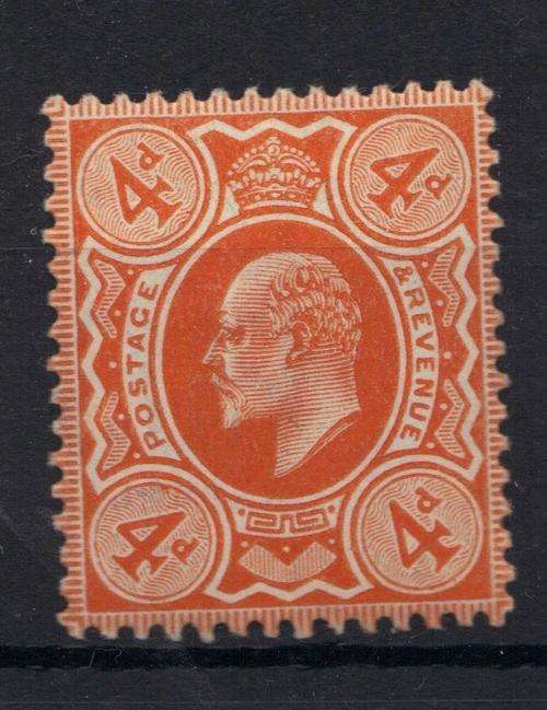 Edward VII 1902 Mounted Mint 4d  ORANGE  (3) Perf 14