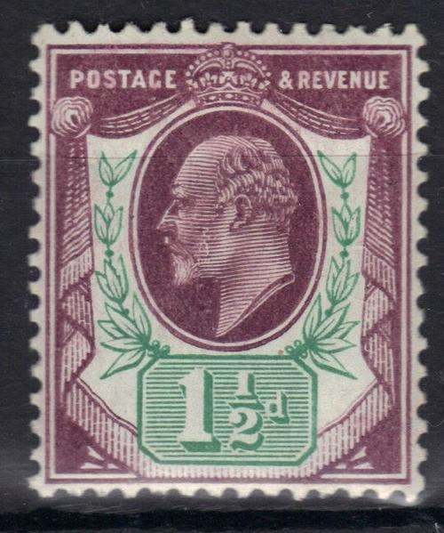 Edward VII 1902 Mounted Mint 1 1/2d  Purple & Green  (4)