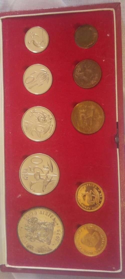 South Africa 1975 Long Proof set inc Gold R1 & Gold R2