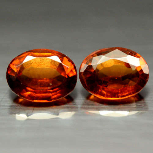 3.37ctw 2pcs Oval Cut Orange red Natural Hessonite Garnet