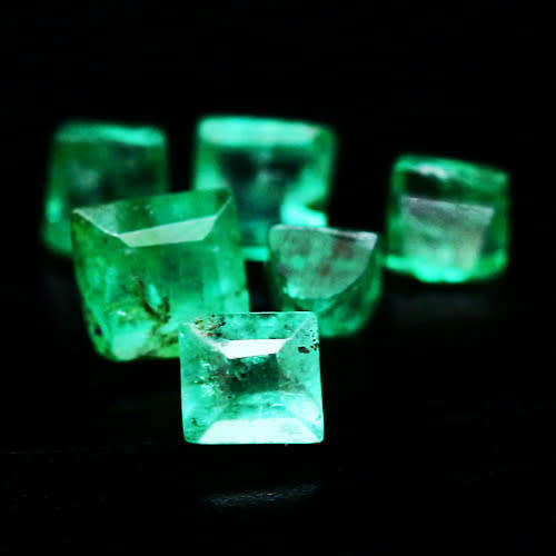 Sold Individually. 2.17ctw 81pcs Square Cut Green Natural Emerald Zambia