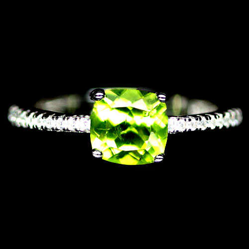Natural Peridot and Cubic Zirconium Ring