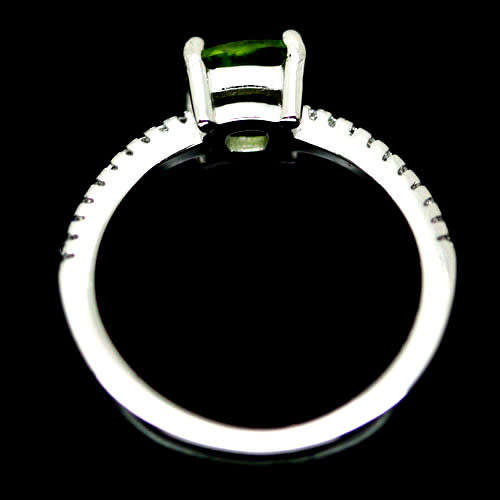 Natural Peridot and Cubic Zirconium Ring