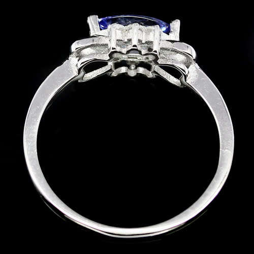 Natural Tanzanite and Cubic Zirconium Ring