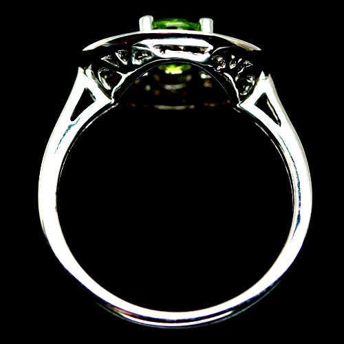 Natural Peridot and Cubic Zirconium Ring