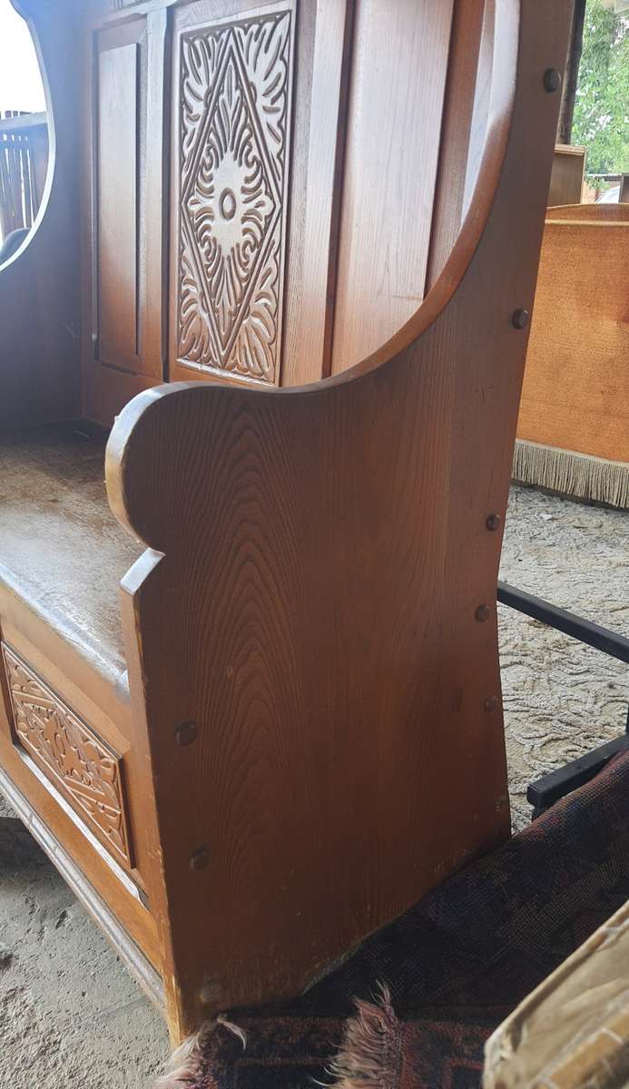 Antique oak monks bench