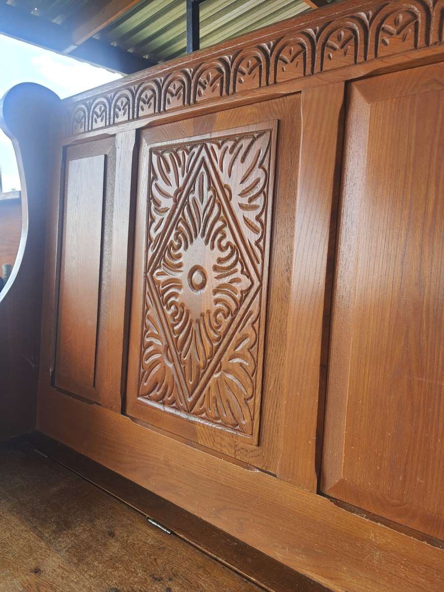 Antique oak monks bench