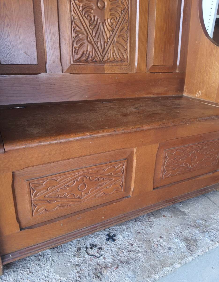 Antique oak monks bench