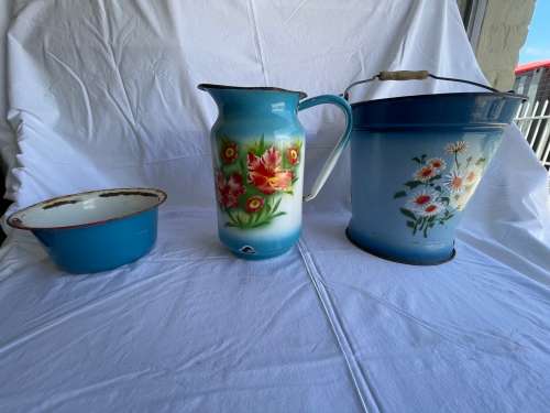 Three Antique Bathroom Containers