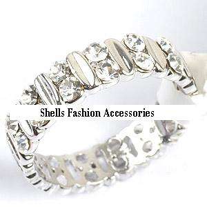Absolutely Stunning 18K White Gold and simulated diamonds Eternity Ring